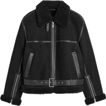 (Summer Discount)TOTEME Womens Black Cut Bomber Jacket