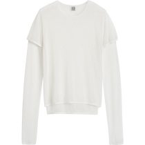 TOTEME Womens 24th Early Autumn New Mica White Layered Slim Knitted T-Shirt