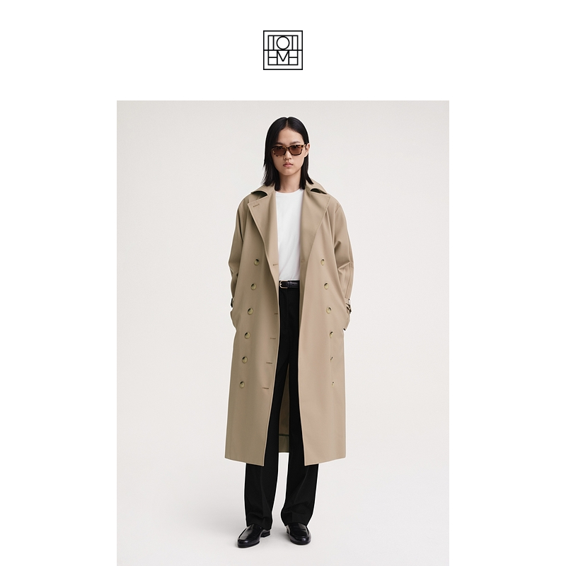 TOTEME women's clothing Pisa card in its colour medium long double-row buttoned with wind coat-Taobao