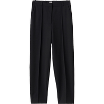 (Summer Discount)TOTEME Womens Black High Waist Tapered Pleated Suit Pants