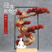 New Chinese simulation welcome pine decorations root carving crafts ornaments study living room coffee table desktop decorations