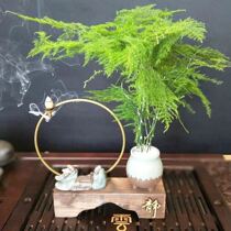 New Chinese style back incense Zen ornaments bamboo ceramic flowerpot study living room desktop craft ornaments