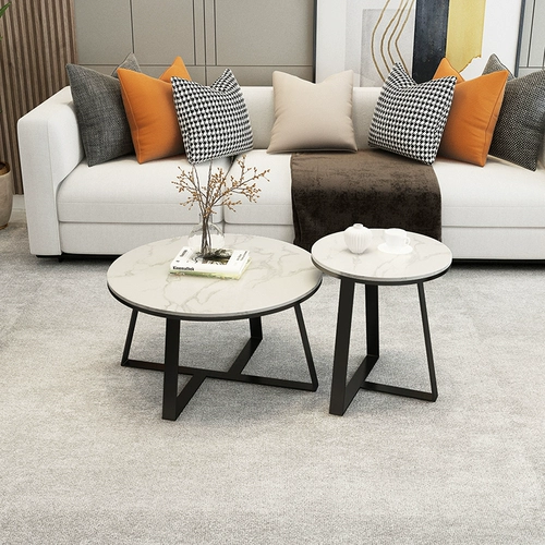 Итальянская легкая роскошная каменная доска кофейня круглый чайный стол мраморный журнальный столик простота гостиная дом маленькая квартира