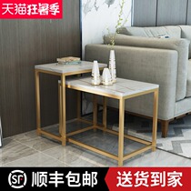 Rock board edge living room sofa Marble corner Rectangular balcony Net red modern simple small coffee table table combination