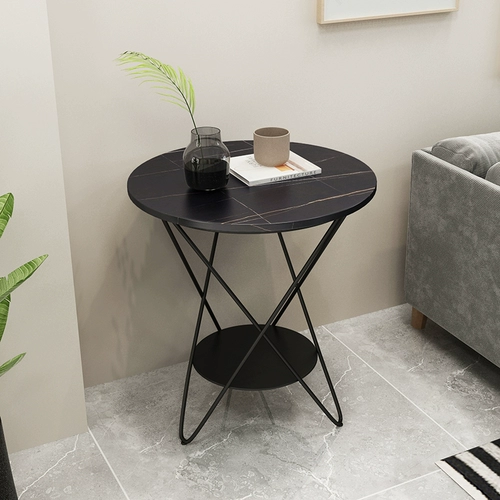 Приставной столик в скандинавском стиле, шиферный мраморный диван, угловой столик, маленькая квартира, простой современный светлый роскошный журнальный столик, итальянский прикроватный круглый столик