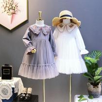 Girls dress long sleeve 2020 spring new super fairy beauty princess dress Korean version of foreign style childrens gauze dress childrens dress
