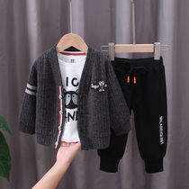 Boys autumn suit 2020 children spring and autumn clothes New handsome childrens mens baby Foreign cardigan three-piece set