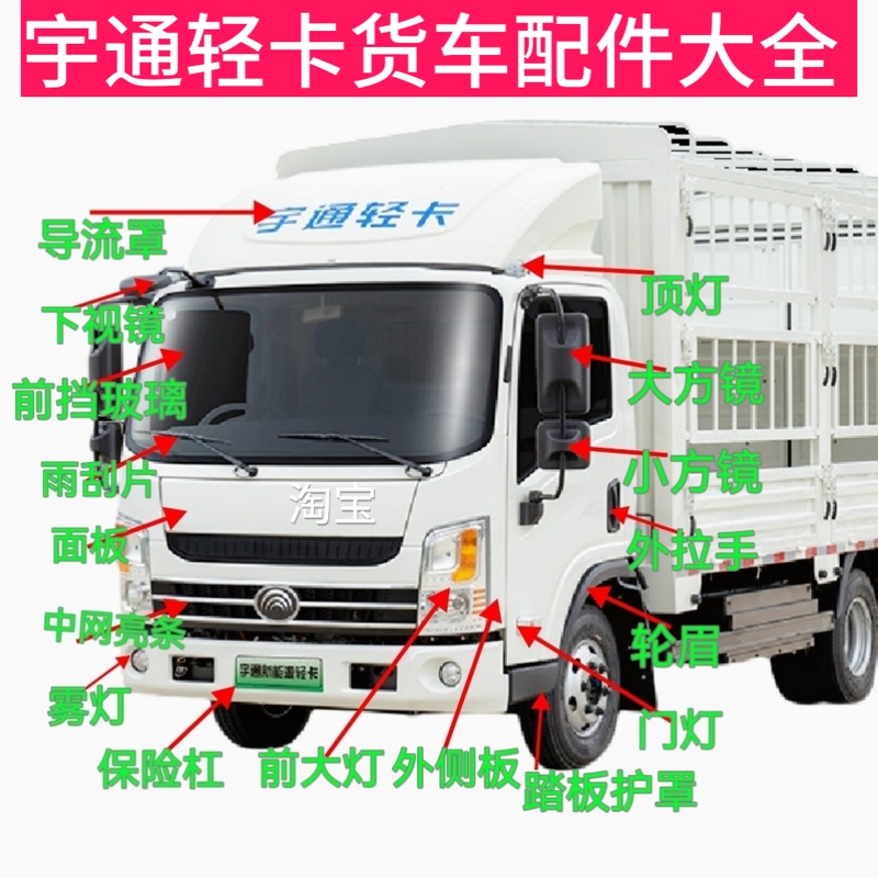 Suitable for Yutong Light Truck Accessories: Bumper, Headlight, Front Light, Fog Light, Rearview Mirror Panel, Grille Corner