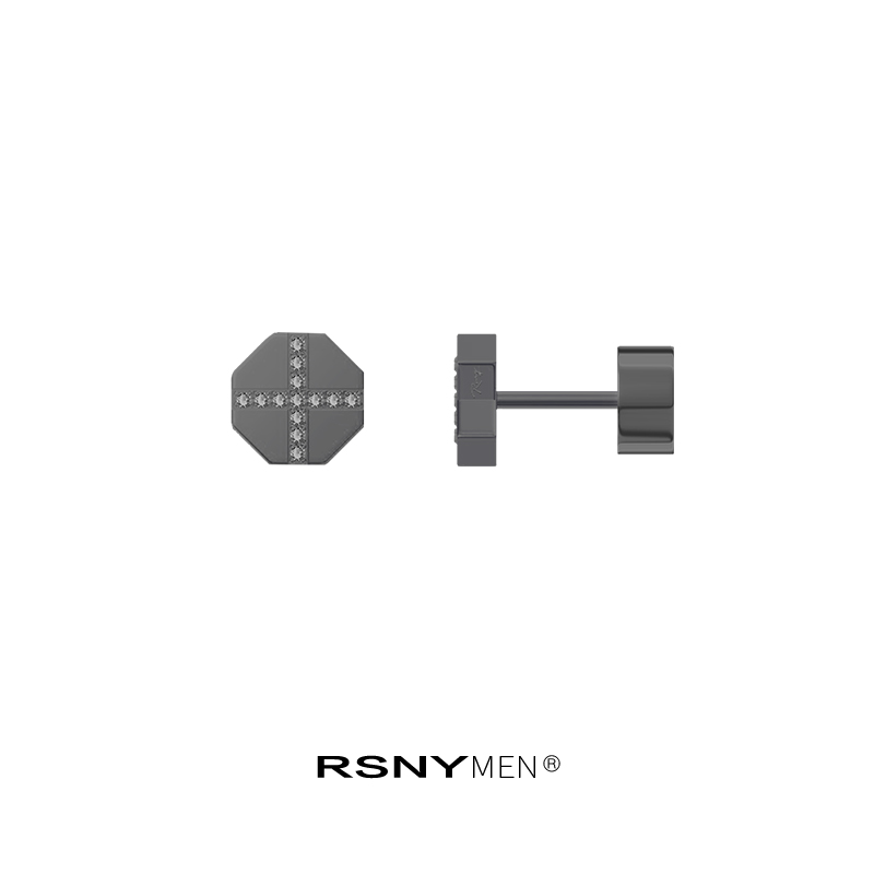 RSNY MEN logical line men's earrings simple and cold wind 2022 new personality trend design earrings
