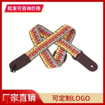 Direct selling ukulele strap ethnic style nylon braided ukulele rainbow strap custom-made tail pins