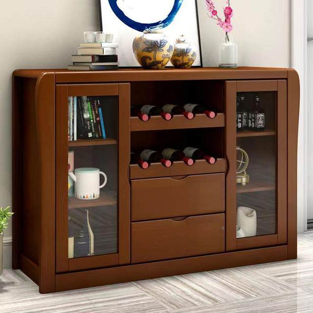 ໄມ້ແຂງ sideboard multifunctional ຝາເຫລົ້າທີ່ເຮັດຈາກຕູ້ເຫຼົ້າແວງທີ່ທັນສະໄຫມຫ້ອງຮັບແຂກຮ້ານອາຫານຫ້ອງການຊາຕູ້ເກັບຮັກສາ rack ຕູ້ເກັບຮັກສາ