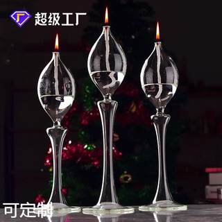 Source factory direct sales creative transparent glass glass candlestick oil lamp European creative home furnishings