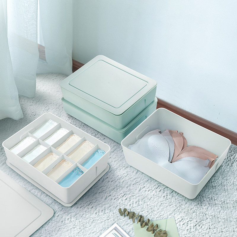 Japan imported MUJIΕ socks storage box underwear box three-piece plastic classification neat