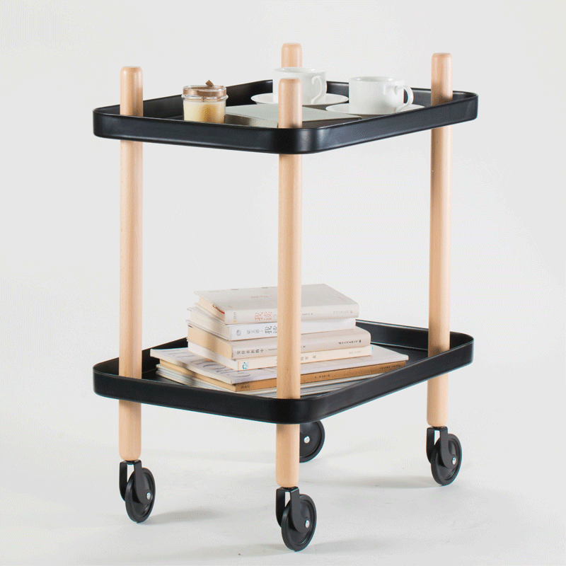 Removable trolley shelve with wheels small tea table living-room sofa edge a few Nordic headboard small table containing solid wood