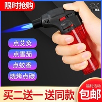 Windproof Inflatable Straight Flush High Temperature Welding Gun Point Aizhu Special Handy Ignitor Cigar Moxibustion Spray Gun Lighter