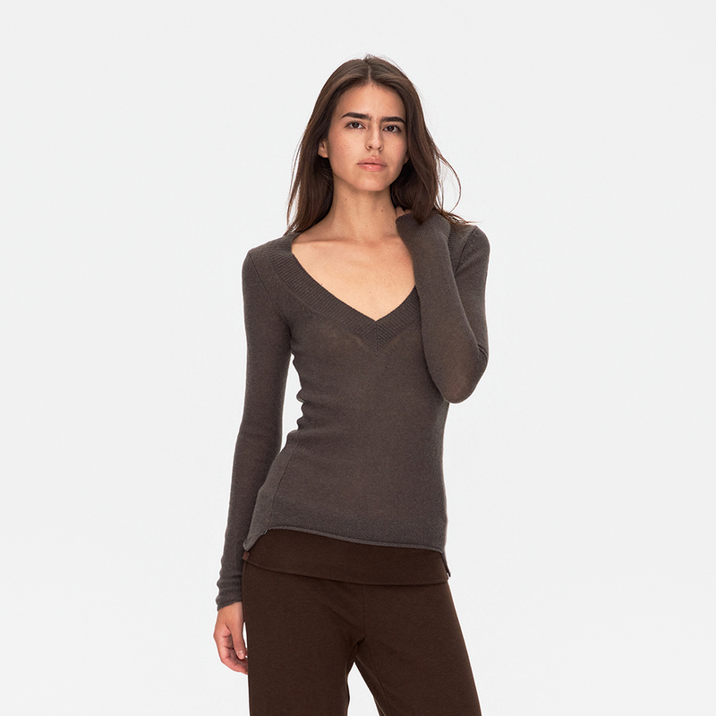 Fax Copy Express* “Cashmere Wool Blend” V-Neck Knitted Base Shirt