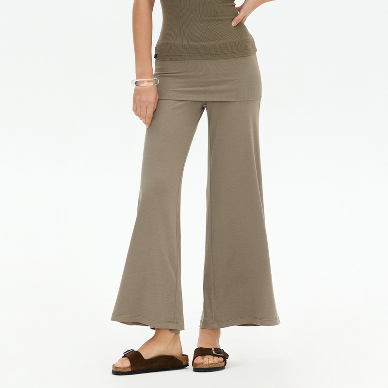 Fax Copy Express* Breathable High-Waisted Cuffed Cropped Flared Pants Fax Copy Express* Breathable High-Waisted Cuffed Cropped Flared Pants