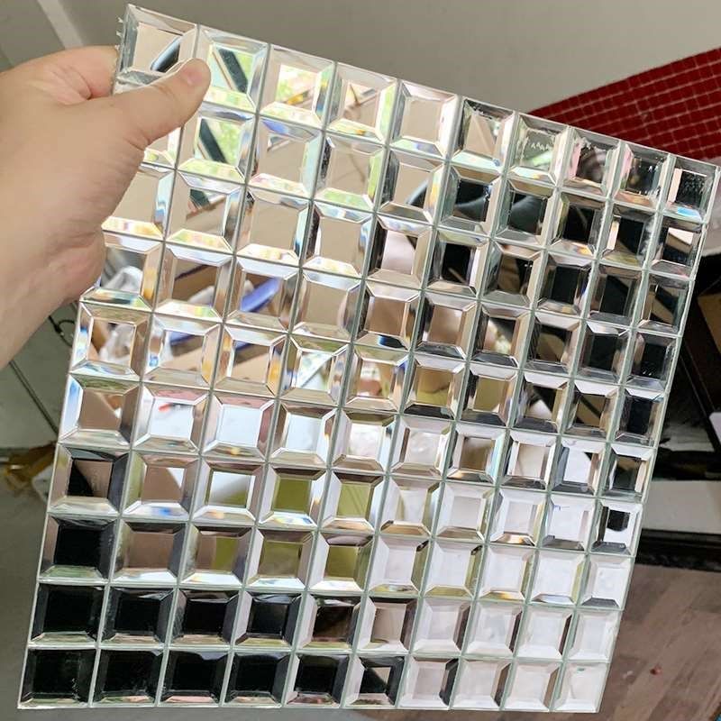 Five-sided grinded tiled crystal glass mosaic tile mirror tile TV background wall wall paste silver counter