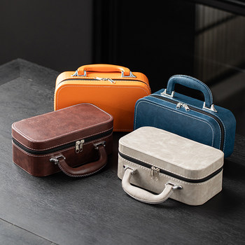 High-end leather box, outdoor travel tea set packaging box, empty gift box, cosmetics large-capacity storage box, portable bag customization