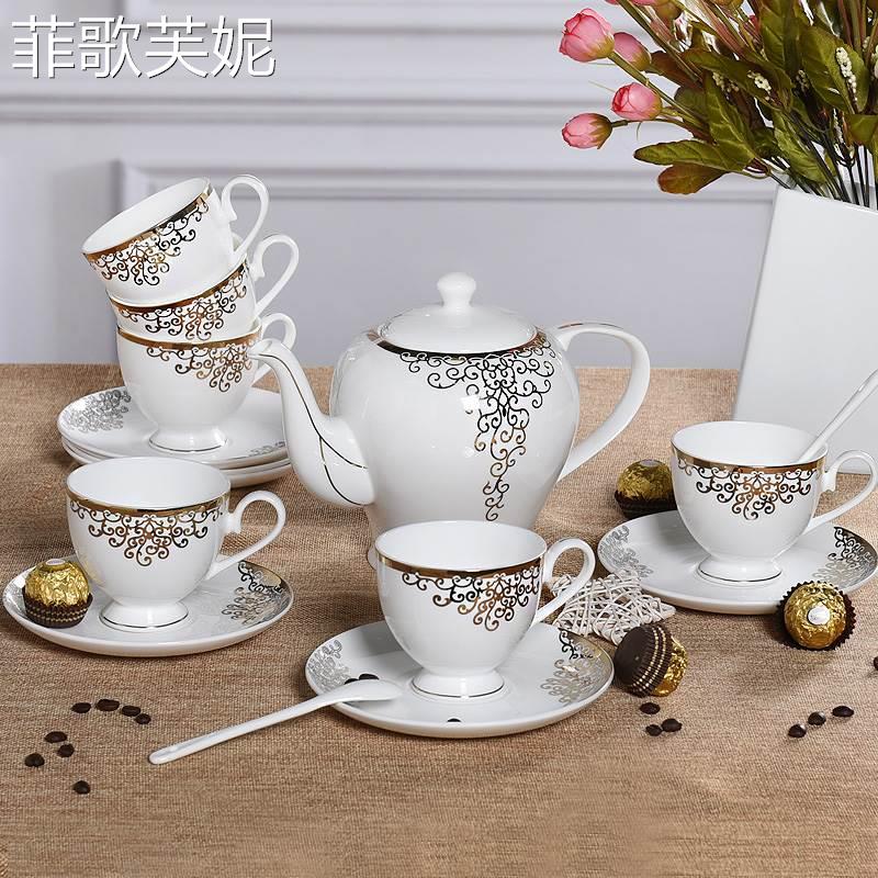 English afternoon teapot set with tea cup set European court wind bone ceramic cup dish full set of spoon cup dish