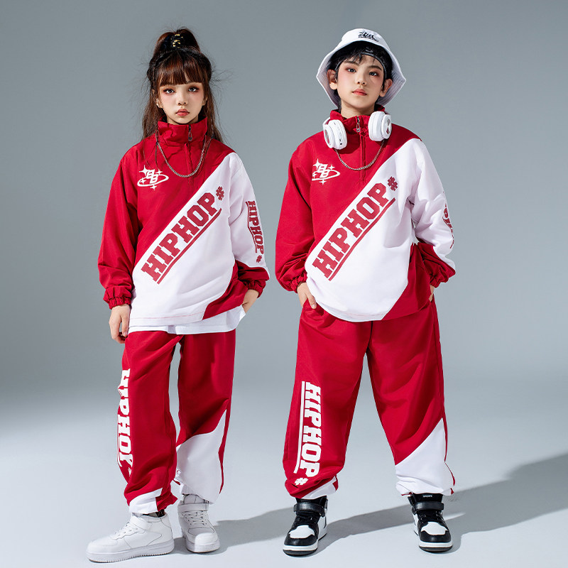 New Year's Day children happy to play boy hiphop street dance wave clothes girl autumn and winter hip hop sign suit walking show-Taobao