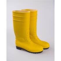 Supply of industrial and mining PVC protective labor shoes standard steel toe plate anti-smash and anti-puncture yellow rain boots