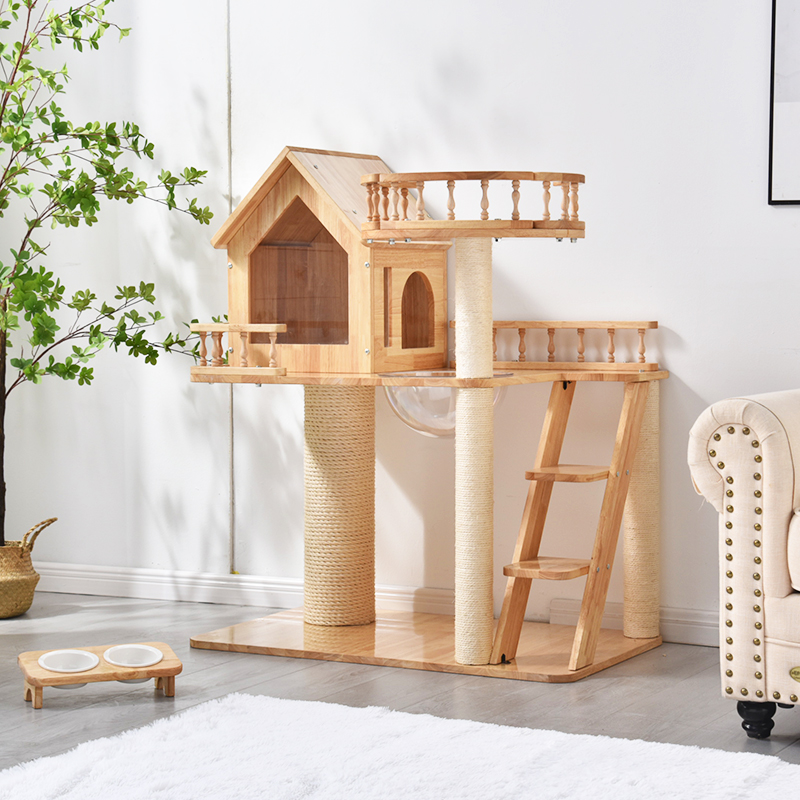 Water Wood Raw Cat Climbing Cat Cowl Cat Tree Integrated Space Cabin Cat Shelf Solid Wood
