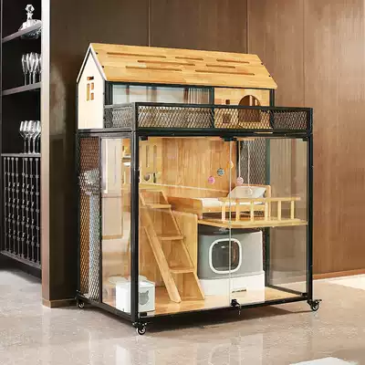 Cat Villa solid wood cat cage oversized free space cat apartment large cat cage household pet cat house cat nest
