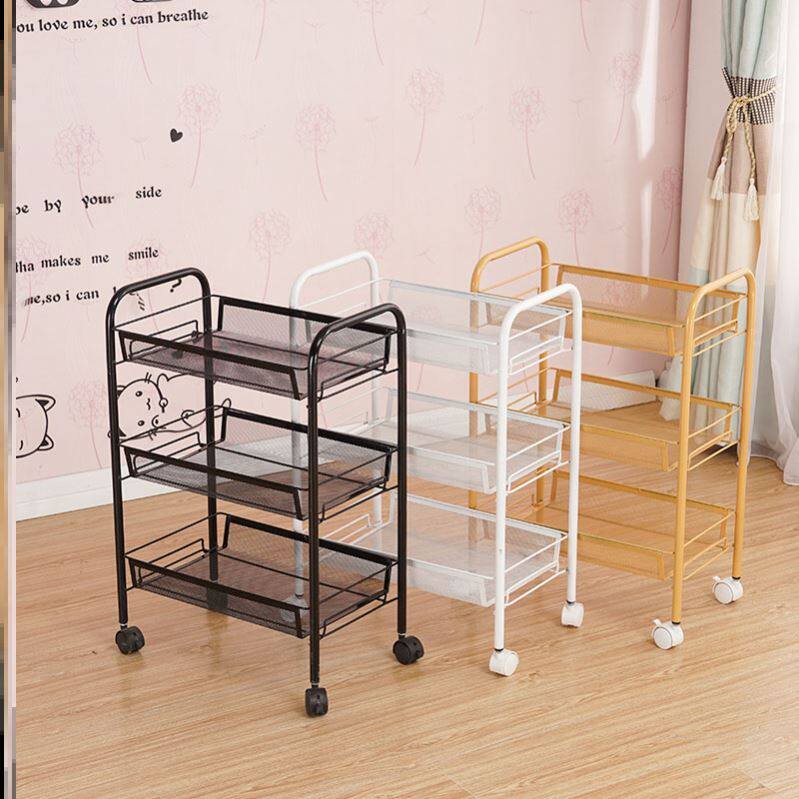 Nordic iron art mobile small cart toilet shelve shelve floor bedroom kitchen net red snacks toy containing shelf-Taobao