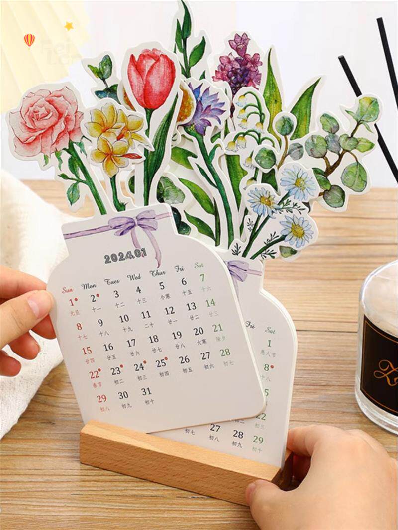 Table Calendar 2024 Katunins Wind Creativity Floral Desk Calendar Brief Frescoed Dragon Year Desktop Calendar Memo Swing Piece Small And Cute Anomalous Desk Calendar Notepad Card Lunar Calendar Small Size-Taobao