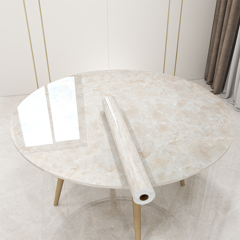 Table sticker self-adhesive waterproof oil-proof thickened imitation marble grain table with round table table dining table Dining Table Renovated Cling Film