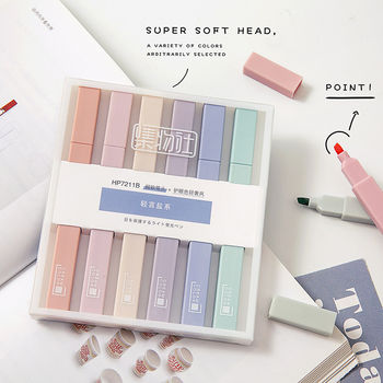 Class 3-2 × Jiyushe Soft Tip Highlighter Pen, Light Color Series, Large Capacity Student-Specific Marker Pen, Colorful Highlighting Pen, High-Quality Note-Taking and Journaling Stationery