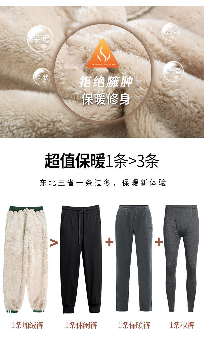 加绒加厚秋冬新款仿羊羔绒运动裤女 图2