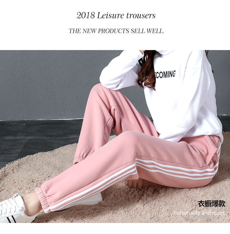 加绒加厚秋冬新款仿羊羔绒运动裤女 图11