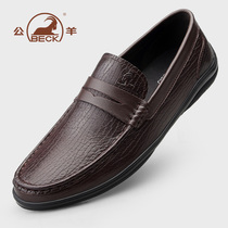 Public Sheep Mens Leather Shoes Summer Genuine Leather Casual Shoes Men Soft Bottom Soft Noodles A Foot foot Lazy Shoes Mens Dad Shoes Spring Autumn