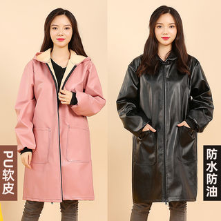 PU皮围裙防水防油软皮革罩衣加肥加大工作服家用厨房护衣时尚