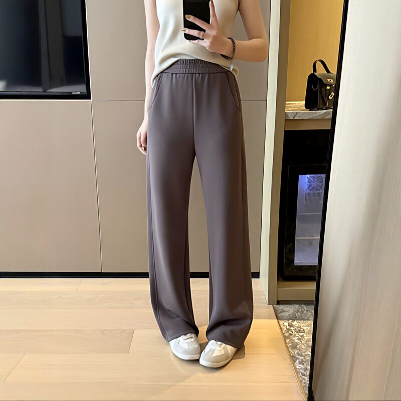 Lemon Original Fabric with Added Lenzing Modal Air Layer, High-End Sand-Washed Straight-Leg Pants, Stretchy, All-Season, Mid-High Waist Lemon Original Fabric with Added Lenzing Modal Air Layer, High-End Sand-Washed Straight-Leg Pants, Stretchy, All-Season, Mid-High Waist