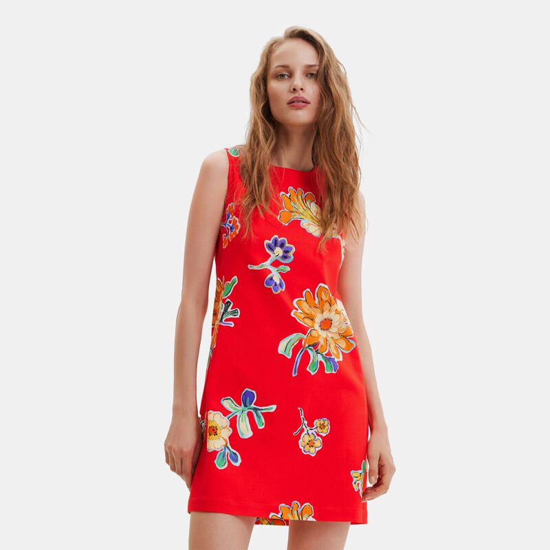 The Photos Turn Out Great~ Spanish Brand Ds Pure Original Beautiful and Bright Printed Small Straight A-Line Dress for Vacation at the Beach