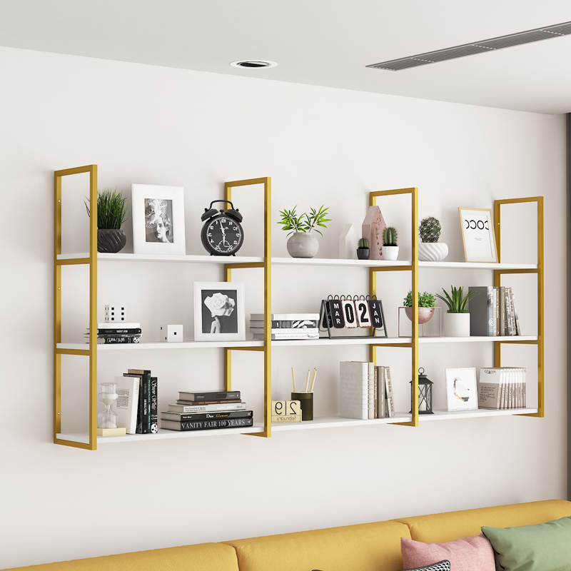 Golden Wall-Mounted Shelf Bookshelf Wrought Iron Wall-Mounted Display Rack Multi-Layer Shelf Simple Wall-Mounted Wine Rack Storage Cabinet Golden Wall-Mounted Shelf Bookshelf Wrought Iron Wall-Mounted Display Rack Multi-Layer Shelf Simple Wall-Mounted Wine Rack Storage Cabinet
