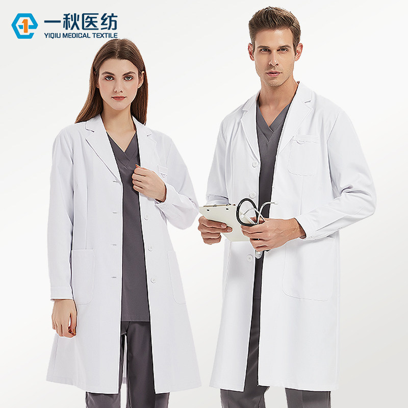 White coat long-sleeved doctor's clothes men's and women's short-sleeved summer beauty salon oral medical beauty work clothes high-end printing