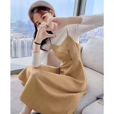 Knitted sweater suspenders two jumpsuits in autumn 2021 new female slim, elegant and gentle style