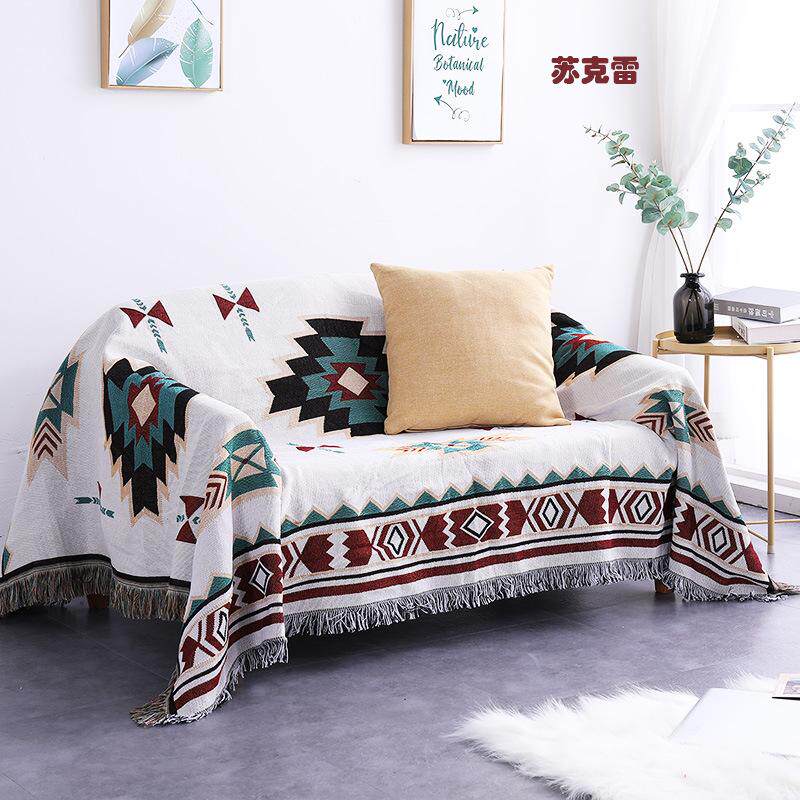 Bohemian Knitted Throw Thread Blanket on the Bed Sofa Plaid