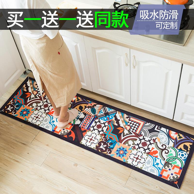 Ethnic Printed Kitchen Mat Set Dirty-proof Long Carpet