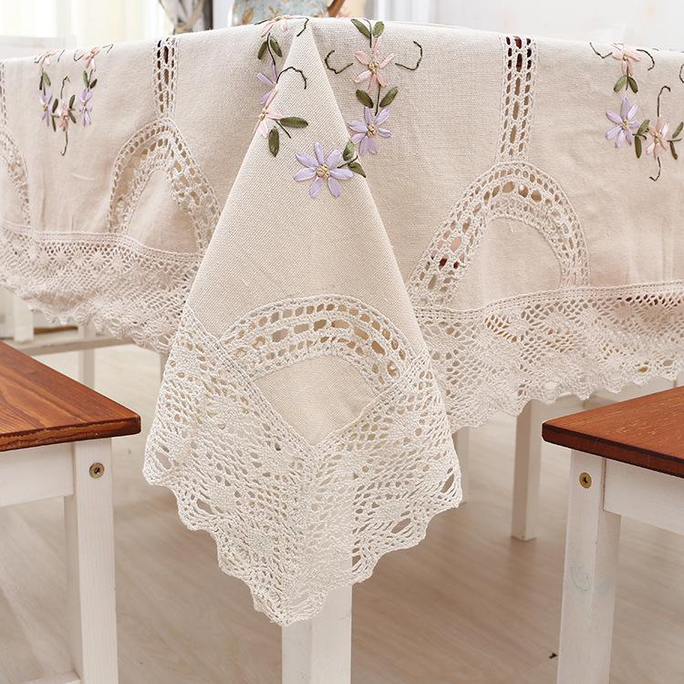 Embroidery table cover lace Round table cloth Elegant