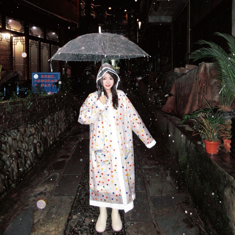 Colorful Polka Dot Raincoat, Long Full-Body Poncho for Girls, Cute, Rainproof, Suitable for Outdoor Wear, Concerts, and Music Festivals