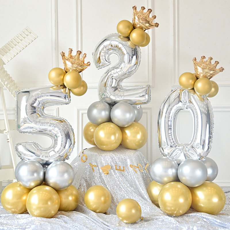 Birthday Digital Balloon Column Road Leads Children Party Decorations Baby Full Moon 100 Days Old Dress Scene Arrangement