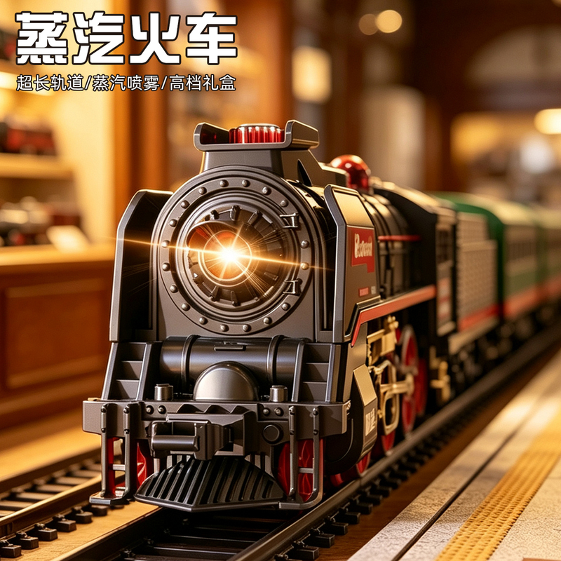 Steam Train Toy Model Track Assembly Large Vintage Spray Model for Children Boys Aged 6-8 Birthday Gift