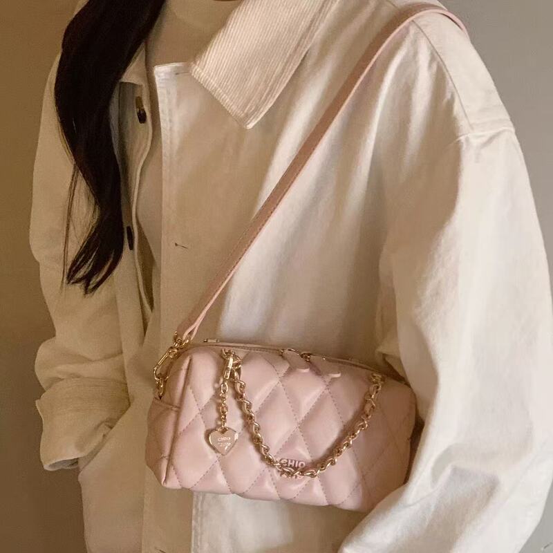 Prologue Pillow Bag Pink Exquisite Quilted Small Bag Women's New Chain Handbag Versatile Crossbody Bag
