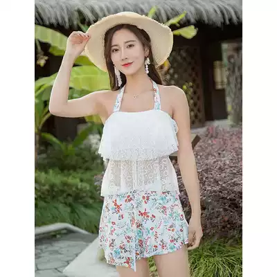 Swimsuit female two-piece conservative thin belly cover student large size hot spring Korean ins ins fairy fan swimsuit