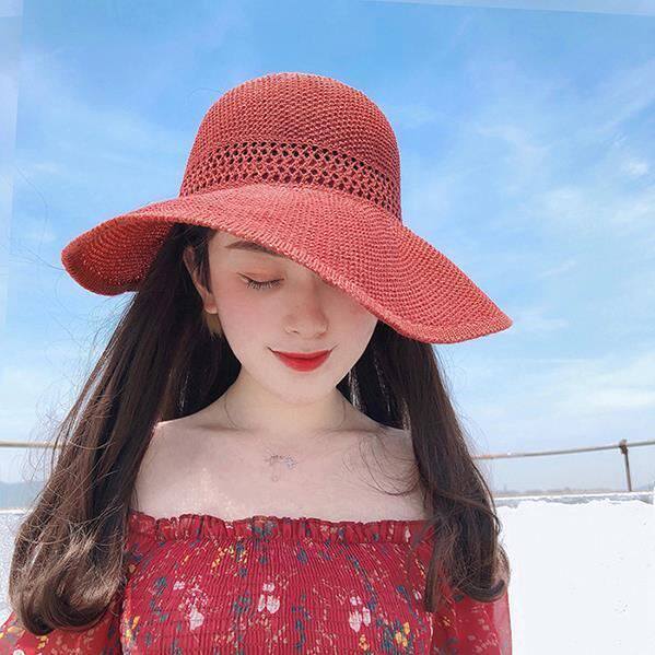 Roll up umbral hat Women in summer empty top can be folded large along cool hat sunscreen fisherman hat straw hat sunhat sunhat visor